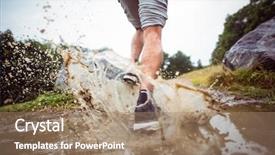  Presentation with leading through motivation - Theme having man jogging through muddy puddles background and a coral colored foreground