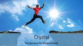  Presentation with high jump - Theme with man jump through the gap background and a light blue colored foreground