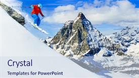  Presentation with rock - PPT layouts featuring man jumping from the rock background and a sky blue colored foreground