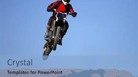  Presentation with motocross - Colorful presentation theme enhanced with man-jumping-high backdrop and a light blue colored foreground