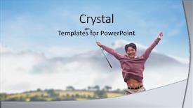  Presentation with country club - Presentation theme having man jumping with golf club background and a  colored foreground