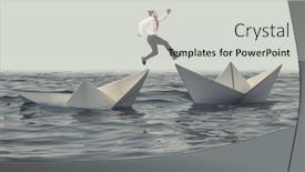  Presentation with opportunity - PPT theme consisting of man-jumps-from-a-sinking background and a light gray colored foreground