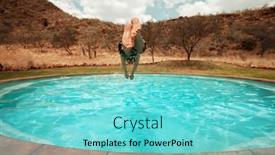  Presentation with swimming pool - Colorful slide set enhanced with man-jums-into-the-swimming backdrop and a  colored foreground