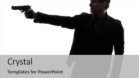  Presentation with gun - Theme enhanced with man killer policeman aiming gun background and a light gray colored foreground