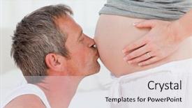  Presentation with wife - Beautiful presentation theme featuring man kissing his wife's belly at home backdrop and a white colored foreground