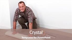  Presentation with sleepy yawning man driving car - Colorful slide deck enhanced with trim size - man laying carpet backdrop and a  colored foreground