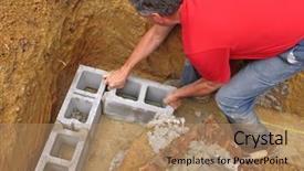  Presentation with foundation - Audience pleasing presentation theme consisting of man laying corner blocks backdrop and a coral colored foreground