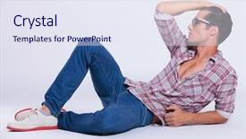  Presentation with floor - Presentation theme featuring man laying on the floor background and a sky blue colored foreground