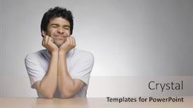  Presentation with egyptian man in make up - Beautiful theme featuring man-leaning-on-elbows backdrop and a  colored foreground