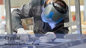  Presentation with welding - Theme enhanced with man leaning over welding background and a ocean colored foreground