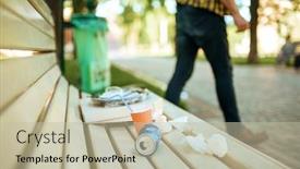  Presentation with park - Presentation design featuring man-left-trash background and a mint green colored foreground