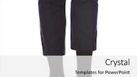  Presentation with socks - Theme enhanced with man leg in suit and black socks isolated on white background and a white colored foreground