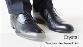  Presentation with fashion shoes - Amazing presentation design having man legs in elegant shoe backdrop and a white colored foreground