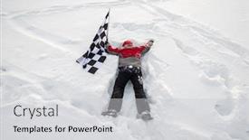 Presentation with flag - PPT theme enhanced with man-lies-in-the-snow background and a light gray colored foreground