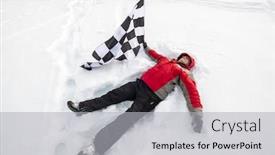  Presentation with flag - Amazing presentation design having man-lies-in-the-snow backdrop and a light gray colored foreground