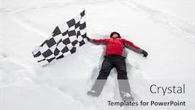  Presentation with flag - Slide set with man-lies-in-the-snow background and a light gray colored foreground