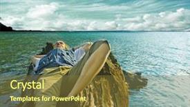  Presentation with keyword - Audience pleasing slides consisting of man lies on a trunk in the water on a lake the unique keyword for this collection is lake77 backdrop and a tawny brown colored foreground