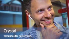  Presentation with listening - Cool new presentation with man listening music in train backdrop and a  colored foreground