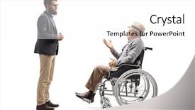  Presentation with elderly ladies beauty shop - PPT layouts consisting of man listening to an elderly background and a  colored foreground