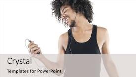  Presentation with music - Colorful theme enhanced with man listening to music player backdrop and a  colored foreground
