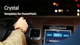  Presentation with radio - Presentation theme having man listening to radio while background and a black colored foreground