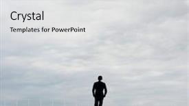  Presentation with look - Presentation theme with man-look-and-discover-against background and a light gray colored foreground