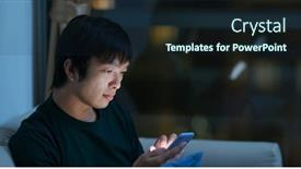  Presentation with look - Amazing slide set having man-look-at-mobile-phone backdrop and a wine colored foreground