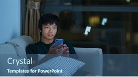  Presentation with look - Slide set with man-look-at-mobile-phone background and a ocean colored foreground