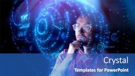  Presentation with key performance indicators - PPT layouts enhanced with man-look-at-the-dashboard background and a teal colored foreground