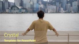  Presentation with hong kong - Slide deck consisting of man-look-at-the-victoria background and a  colored foreground