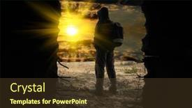  Presentation with abandoned - Colorful slides enhanced with man-look-on-sunset backdrop and a tawny brown colored foreground