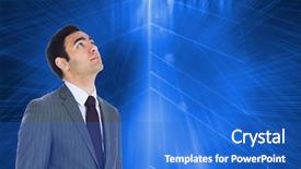  Presentation with businessman standing on mountain top - PPT theme consisting of man lookin upward - composite image of unsmiling businessman background and a  colored foreground