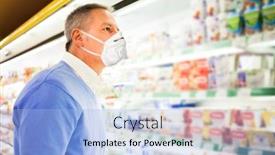  Presentation with product - Presentation theme consisting of man-looking-at-a-product background and a light blue colored foreground