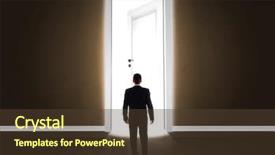  Presentation with man door - Slide deck enhanced with man looking at big bright background and a  colored foreground