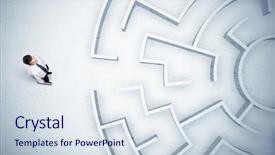  Presentation with maze - Audience pleasing slides consisting of man looking at circular maze backdrop and a sky blue colored foreground