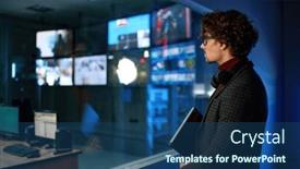  Presentation with server - Slides consisting of man-looking-at-computer-screen background and a ocean colored foreground