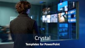  Presentation with computer room - Slides having man-looking-at-computer-screen background and a navy blue colored foreground