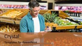  Presentation with gold man smile - Beautiful slide deck featuring man looking at his list backdrop and a red colored foreground