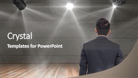  Presentation with stage lights - Presentation design consisting of man looking at stage background and a gray colored foreground