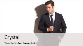  Presentation with elegant - Cool new presentation theme with man looking away while leaning backdrop and a light gray colored foreground