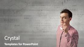  Presentation with detective magnifying glass - Cool new PPT layouts with man looking in magnifying glass backdrop and a gray colored foreground