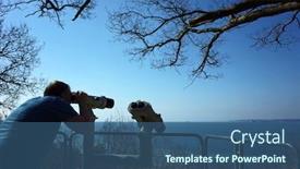  Presentation with danish - Slide set consisting of looking in public free binoculars background and a ocean colored foreground