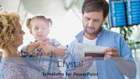  Presentation with airport boarding pass - Beautiful slides featuring man-looking-on-boarding-pass backdrop and a light blue colored foreground