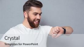  Presentation with wrist injuries - Amazing slide set having man looking on wrist watch backdrop and a light gray colored foreground