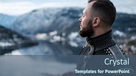  Presentation with house - PPT theme with man-looking-over-hardangerfjord background and a ocean colored foreground