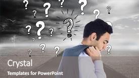  Presentation with composite - PPT theme featuring man looking raod question mark - composite image of unsmiling businessman background and a  colored foreground