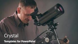  Presentation with telescope - Slides consisting of man-looking-skyward-through-astronomical background and a dark gray colored foreground