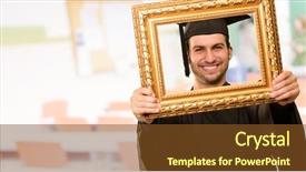  Presentation with academic - Presentation theme enhanced with man looking through a frame background and a tawny brown colored foreground