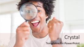  Presentation with african american doctors - Cool new PPT theme with man looking through magnifying glass backdrop and a  colored foreground