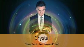  Presentation with crystal ball - Audience pleasing PPT layouts consisting of man looking to the future backdrop and a  colored foreground